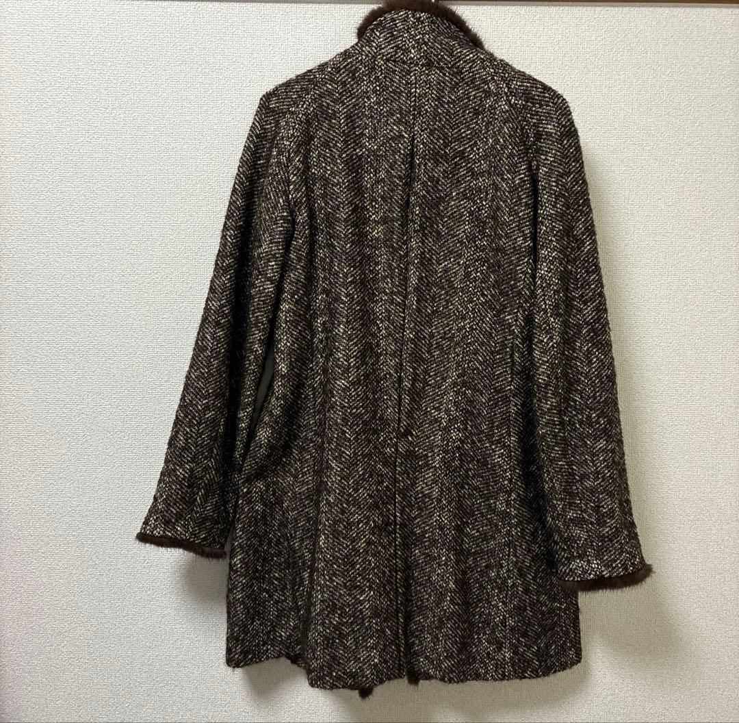 マックスマーラ　コート　ツィード　ファー（ミンク）　サイズ 38 MaxMara