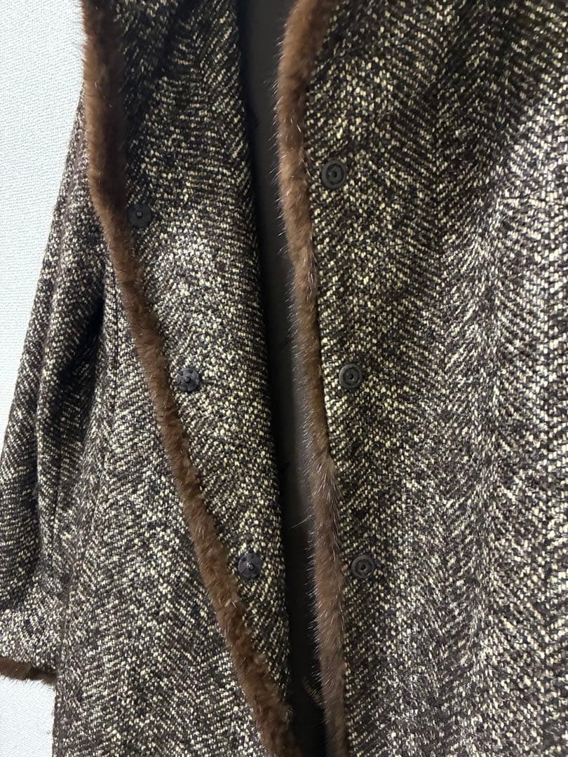 マックスマーラ　コート　ツィード　ファー（ミンク）　サイズ 38 MaxMara