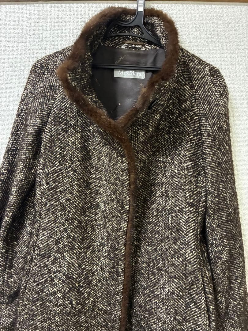 マックスマーラ　コート　ツィード　ファー（ミンク）　サイズ 38 MaxMara