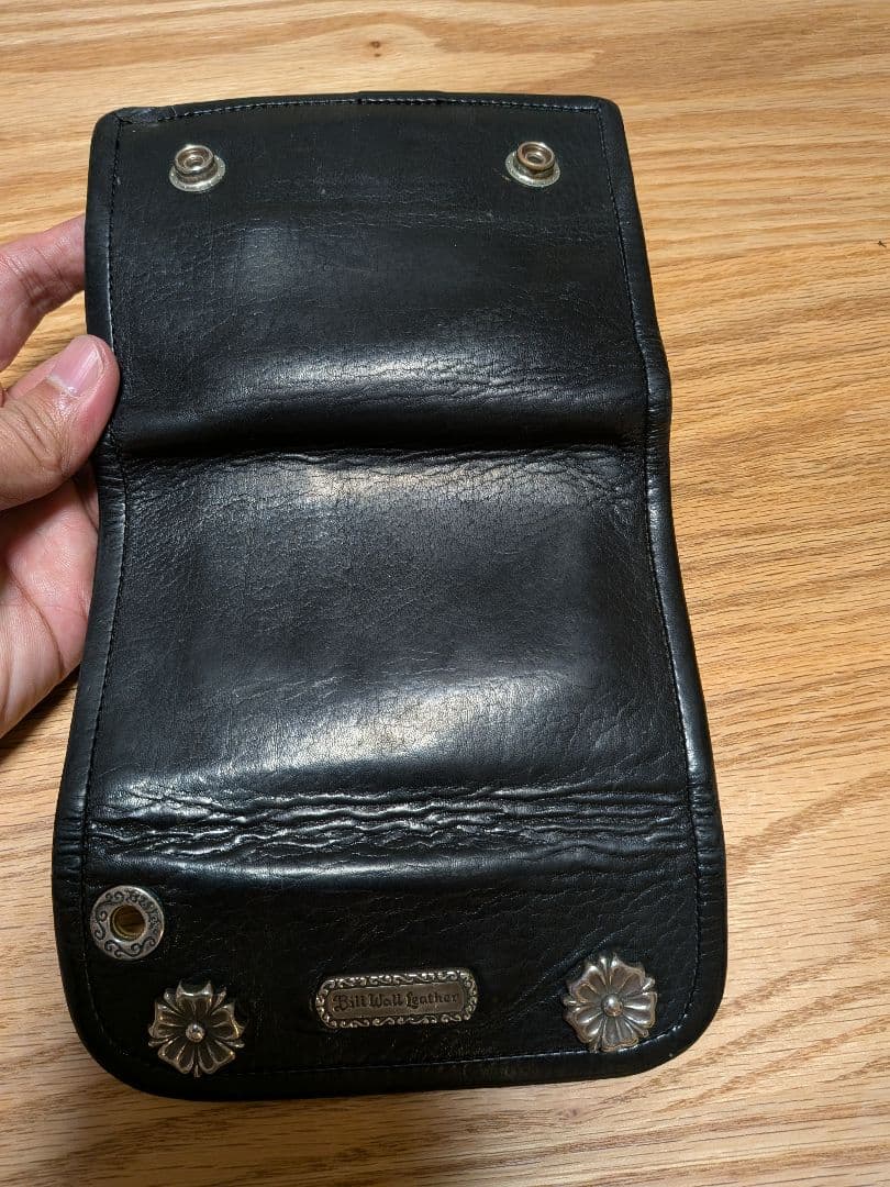 Bill Wall Leather ブラックレザー二つ折り財布
