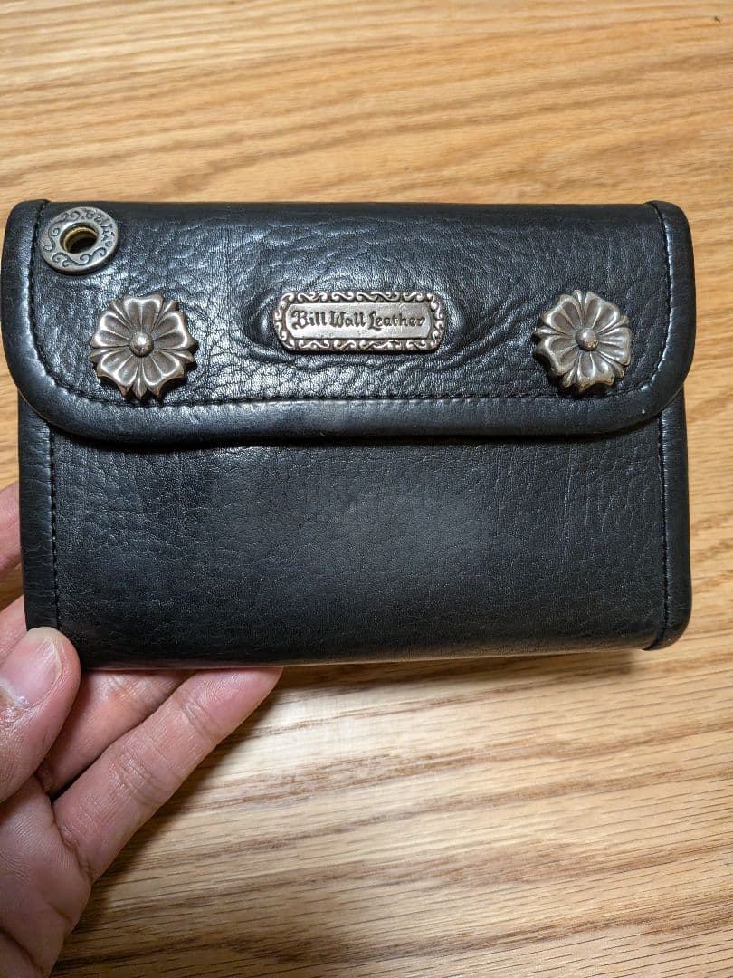 Bill Wall Leather ブラックレザー二つ折り財布