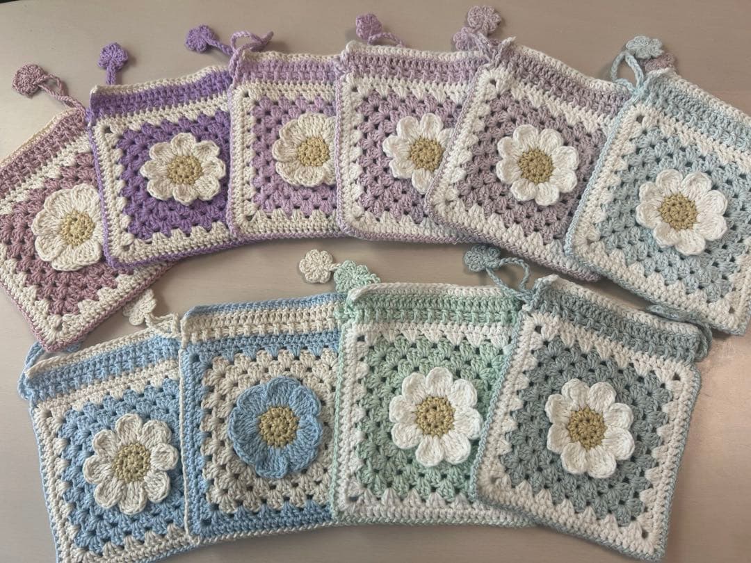 あい お花モチーフ巾着ポーチ・ファスナーポーチ