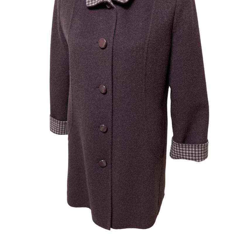 【極美品】高級感 Leilian チェック ハーフコート カシミヤ100％