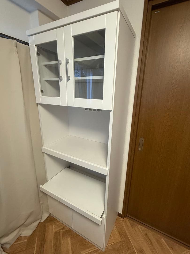 【全国送料込み】12/21迄 レンジボード 食器棚 キッチンボード ホワイト 白