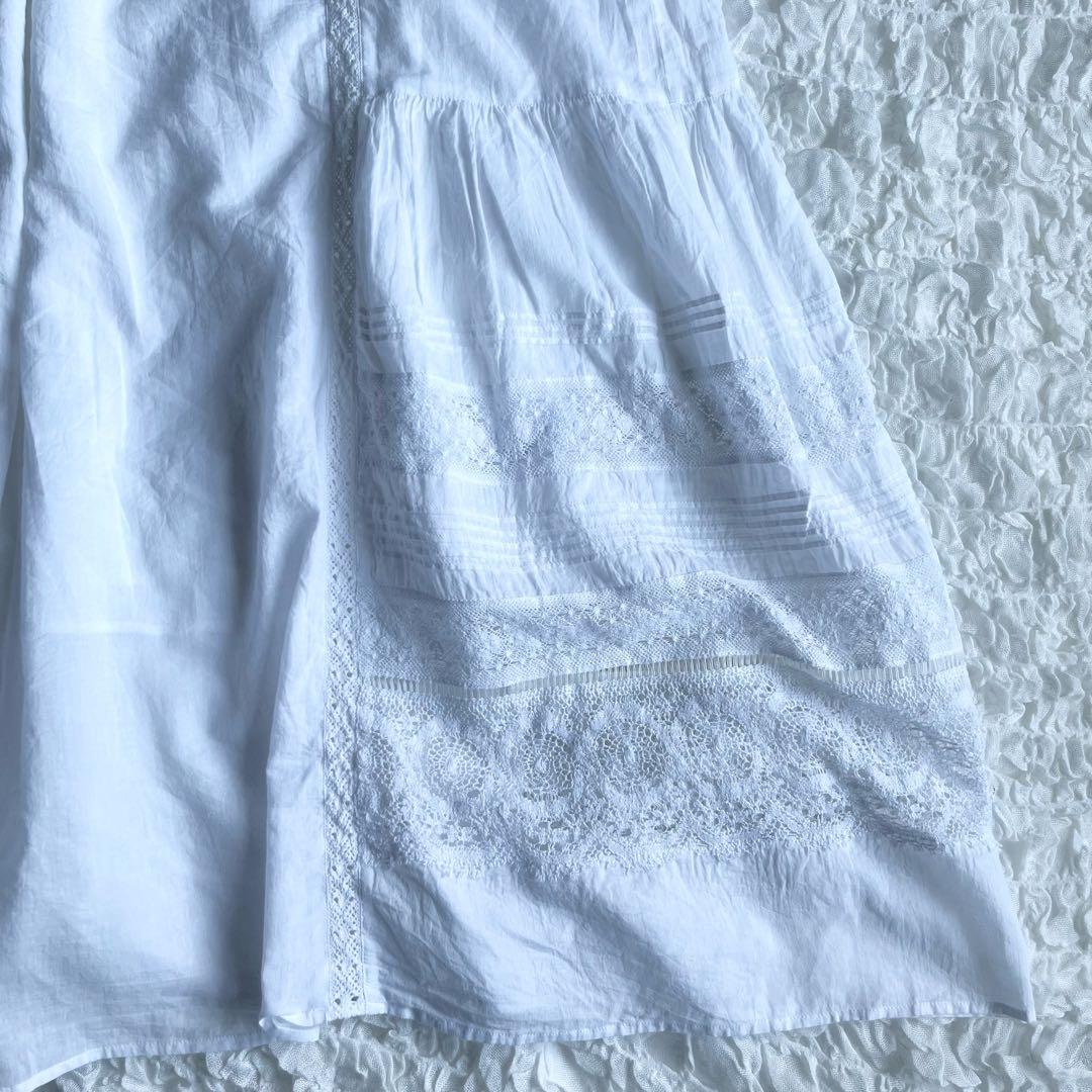 ヌキテパ　コットンボイルレースピンタックドレス インドコットン100%