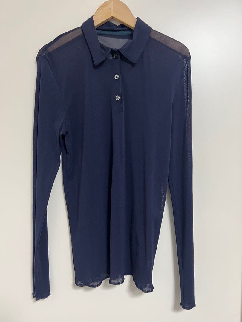 ＜６(ROKU)＞ナイロン チュール シャツ プルオーバー　ネイビー