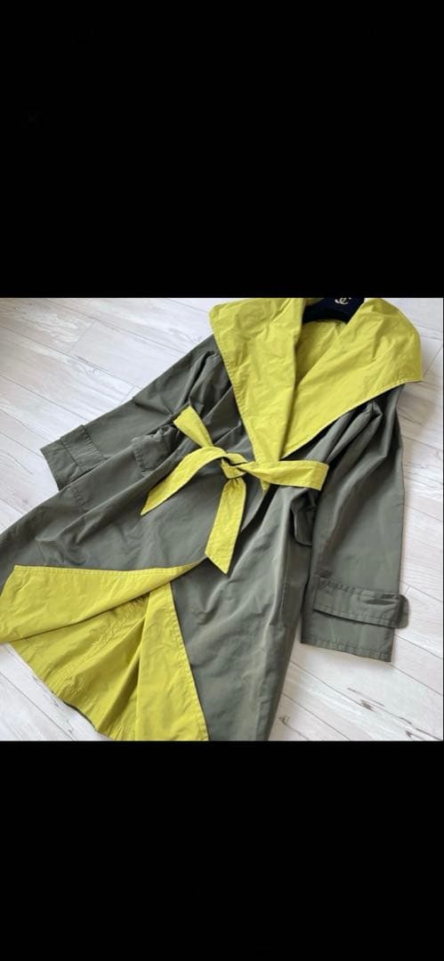 マックスマーラシティ最高級ライン　撥水加工リバーシブル　フーデッドベルトコート