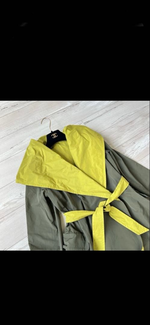 マックスマーラシティ最高級ライン　撥水加工リバーシブル　フーデッドベルトコート