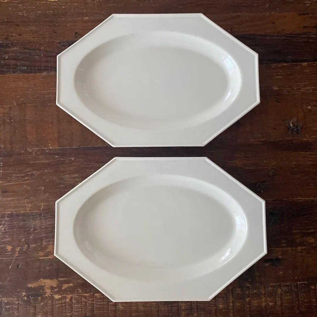 石川隆児　白　オクトゴナル八角形皿 2枚セット