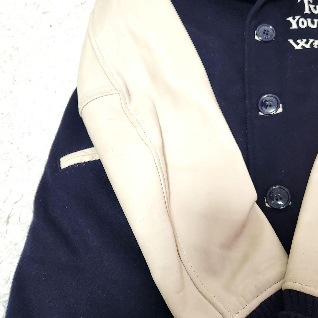 ✨人気モデル✨ヒステリックグラマー❣️スタジャン　M　ネイビー　ウール　袖レザー