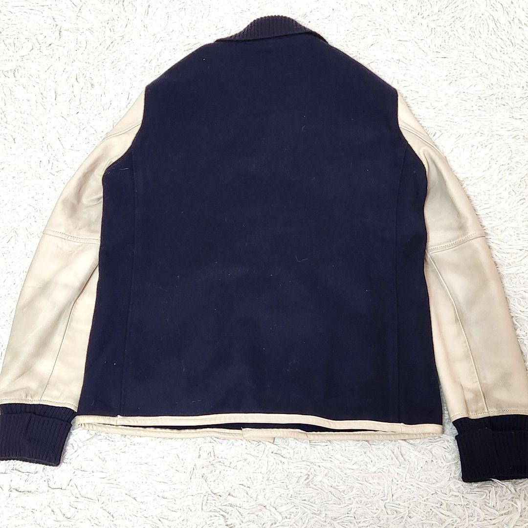 ✨人気モデル✨ヒステリックグラマー❣️スタジャン　M　ネイビー　ウール　袖レザー