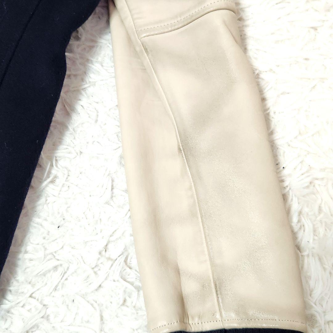 ✨人気モデル✨ヒステリックグラマー❣️スタジャン　M　ネイビー　ウール　袖レザー