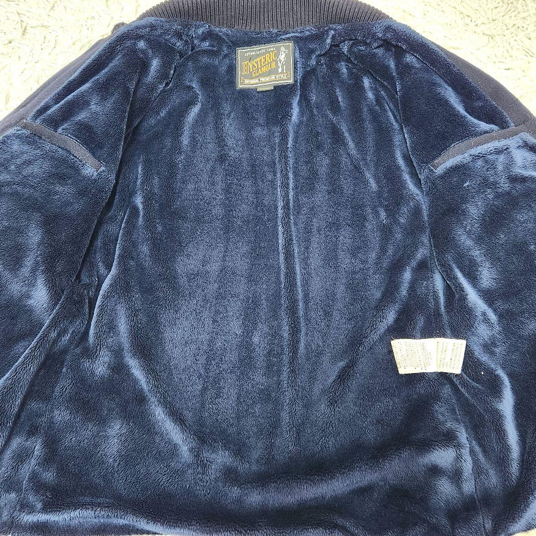 ✨人気モデル✨ヒステリックグラマー❣️スタジャン　M　ネイビー　ウール　袖レザー