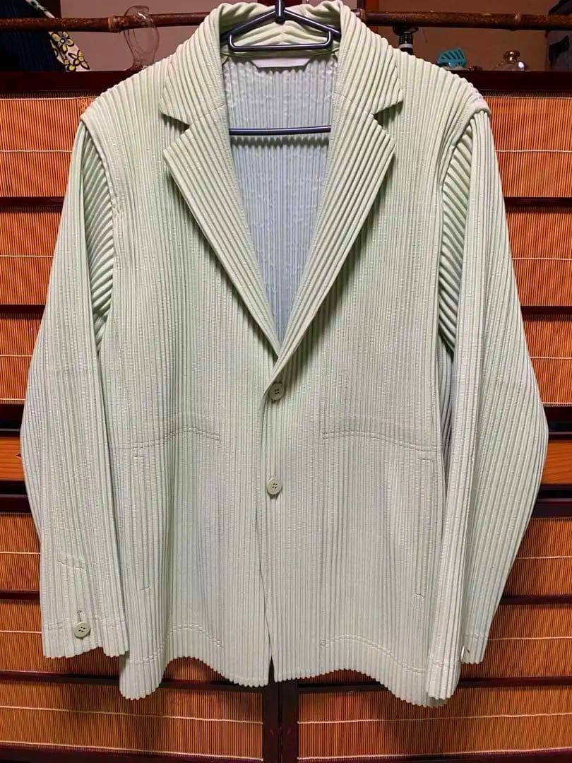 激レア❗️イッセイミヤケオムプリッセ　JADE GREEN プリーツ　ジャケット