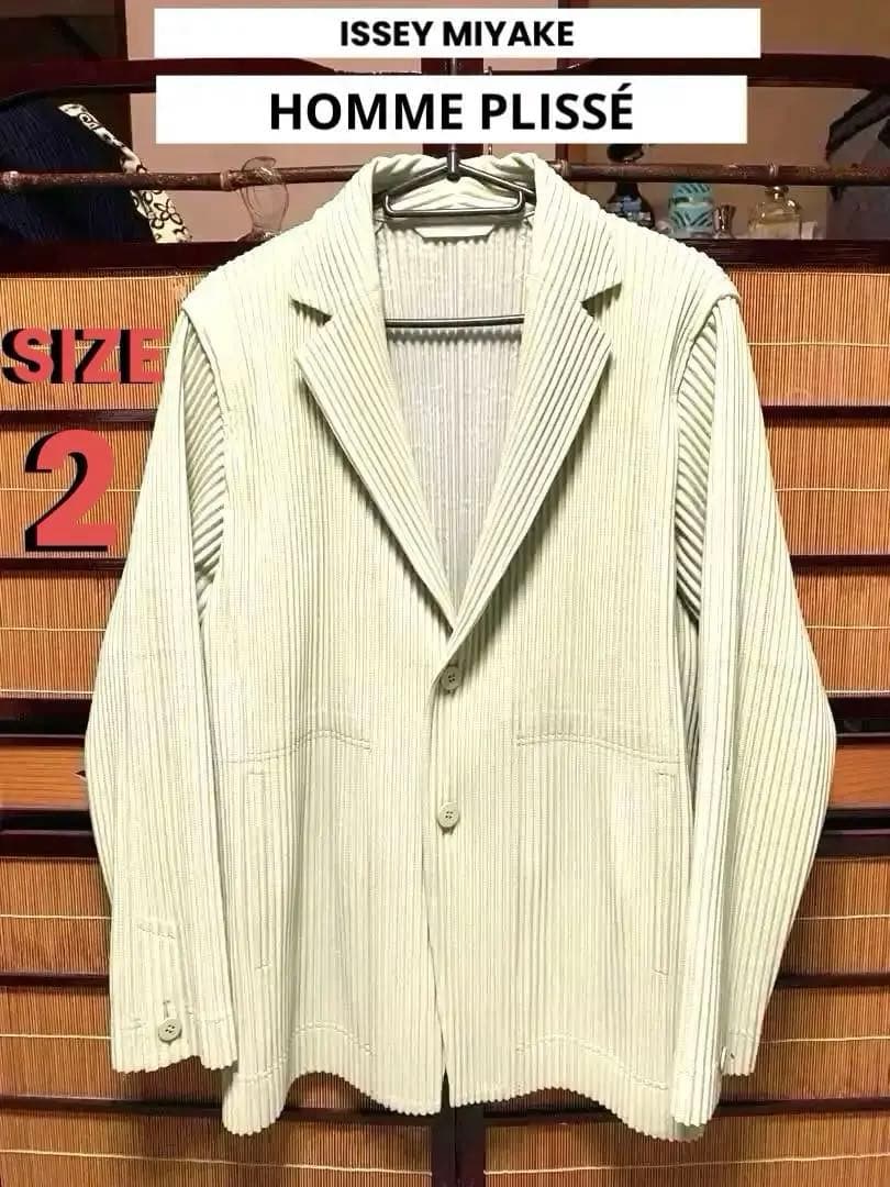 激レア❗️イッセイミヤケオムプリッセ　JADE GREEN プリーツ　ジャケット