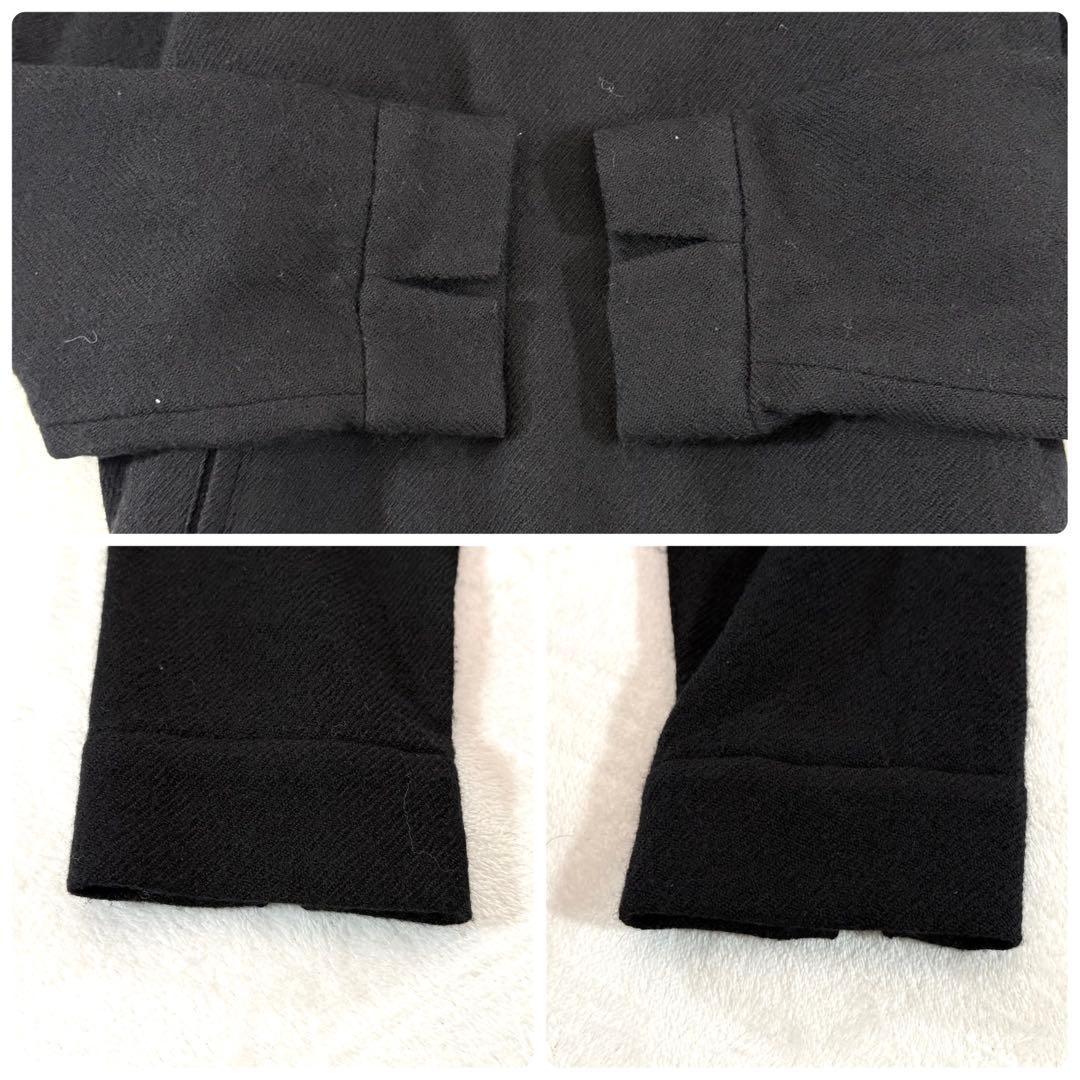 かぐれ kagure ウールサージワイドワンピース 黒 ロング 七分袖