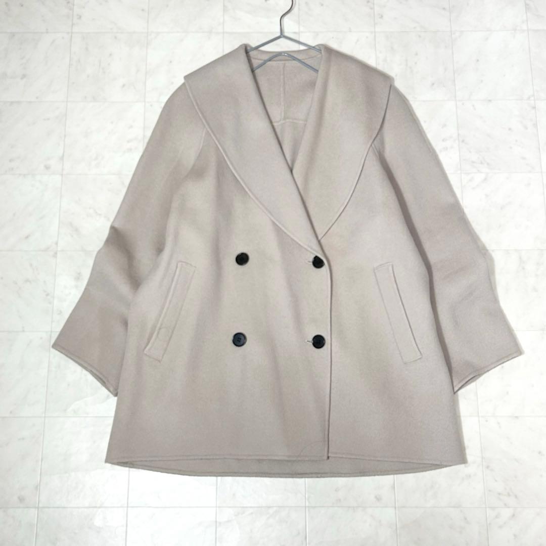 allureville ミドルコート ショールカラー ウール カシミヤ混