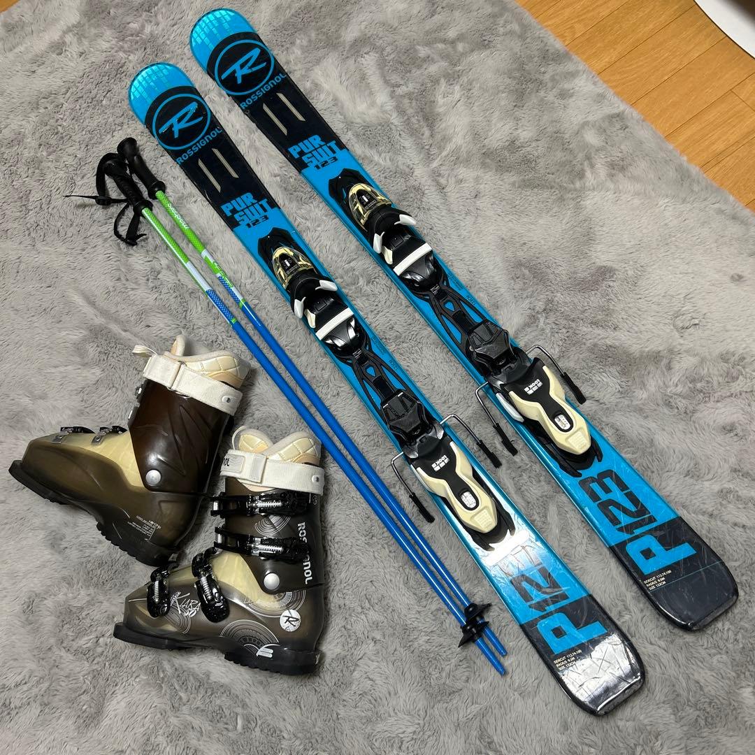ROSSIGNOLスキーセット板123cmブーツ23cmストック100cm