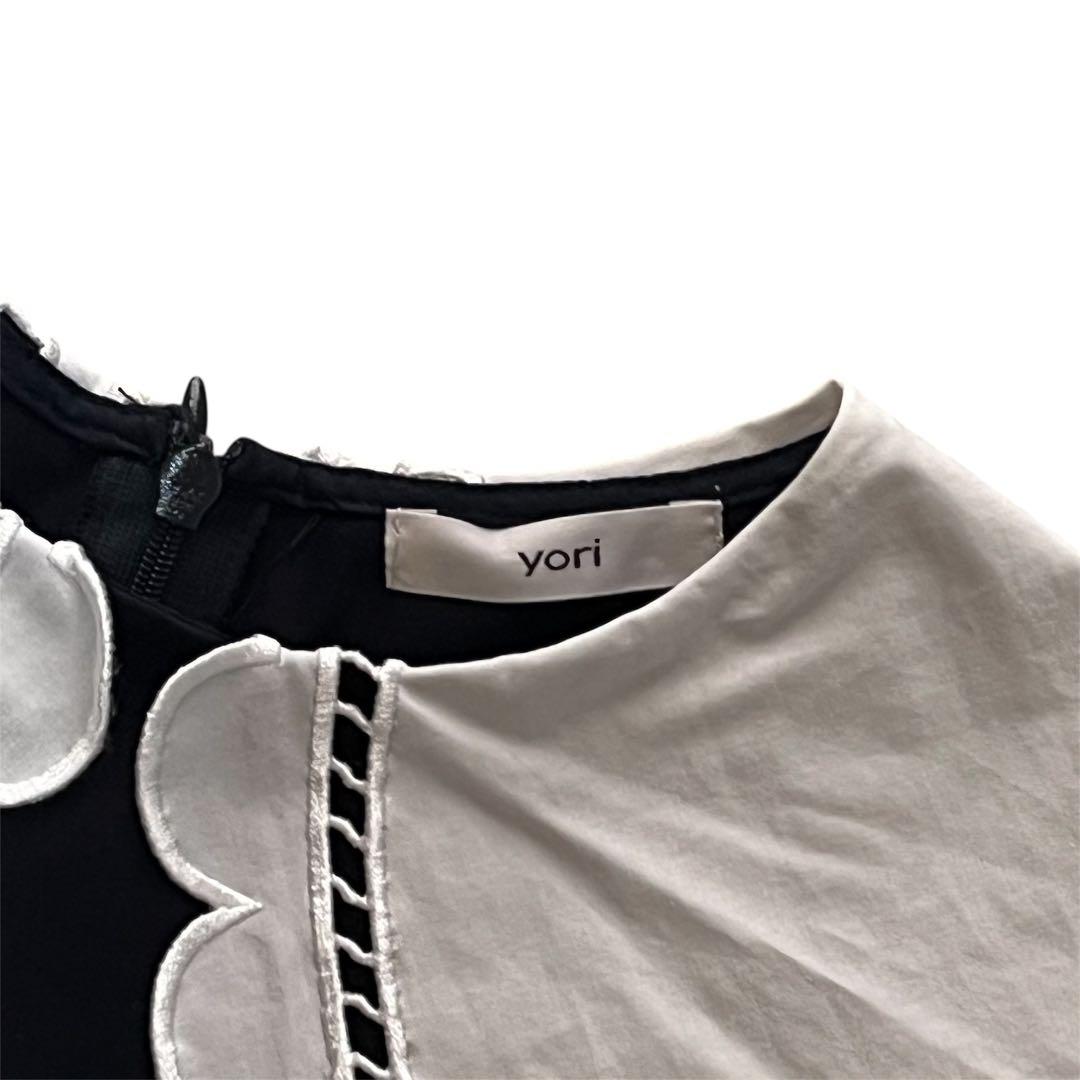 yori　スカラップカラー　長袖トップス　 ネイビーF