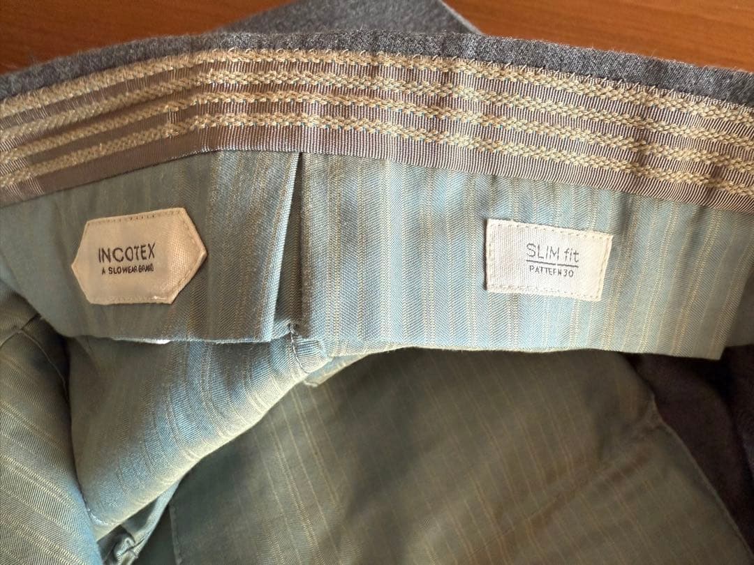インコテックス スリムフィット ウールサキソニー ライトグレー サイズ48