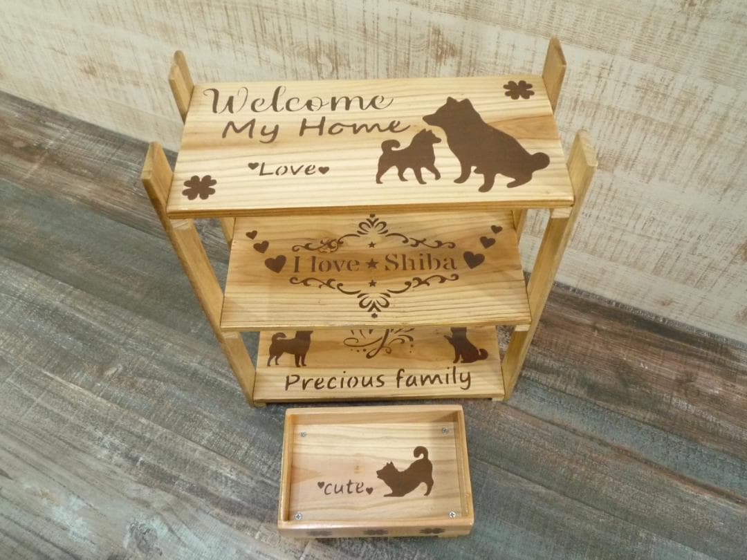 ❤️さくら様3点⭐柴犬柄⭐3段ラック・コロコロ❤️--179・180・182