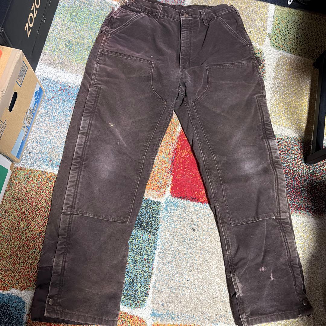 carhartt ダブルニー　裏地キルティング　ダークブラウン　36×34