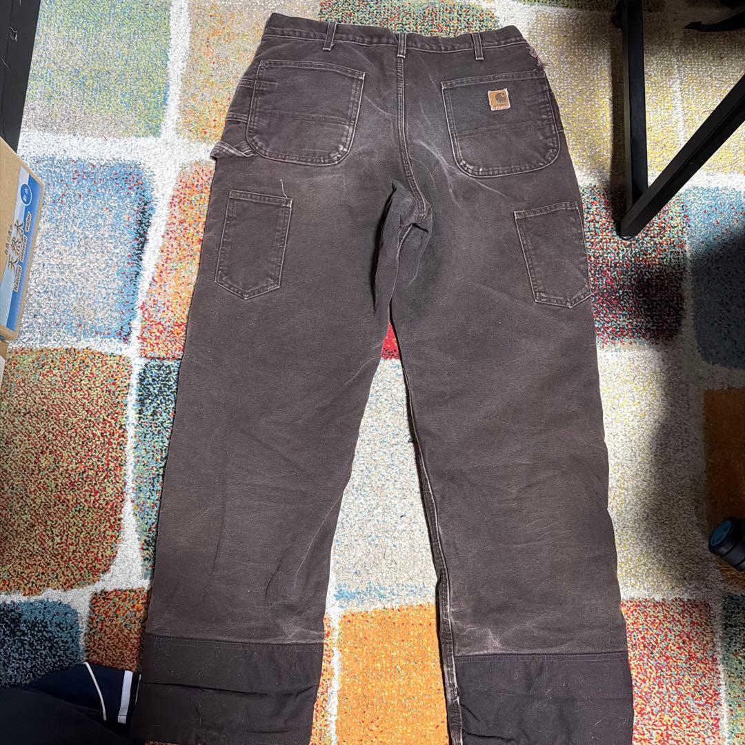 carhartt ダブルニー　裏地キルティング　ダークブラウン　36×34