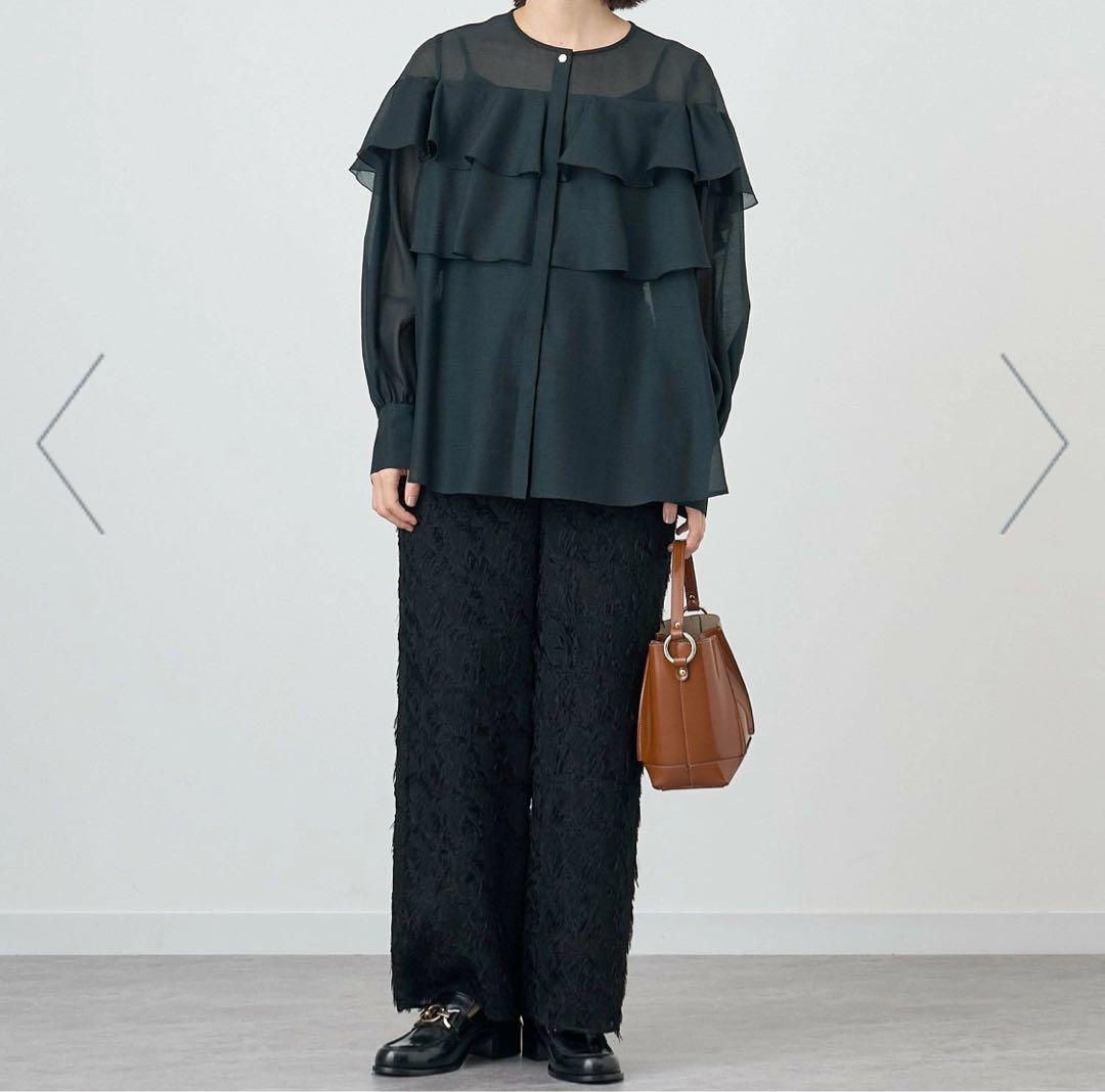 ANAYI アナイ カットジャガードワイドパンツ