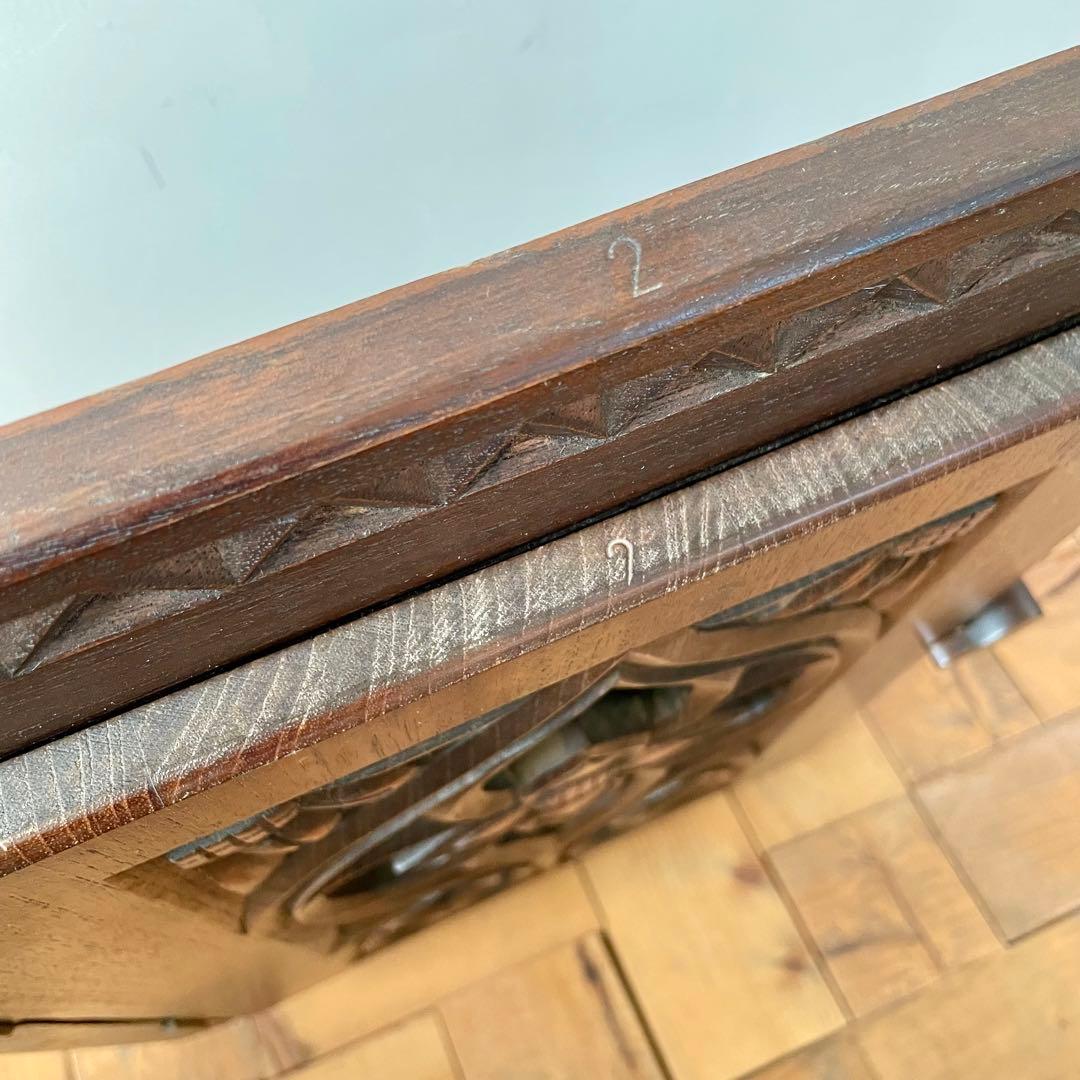 【専用】112. 木彫 透彫り 扉付き 四角型 鏡 ミラー 壁掛け