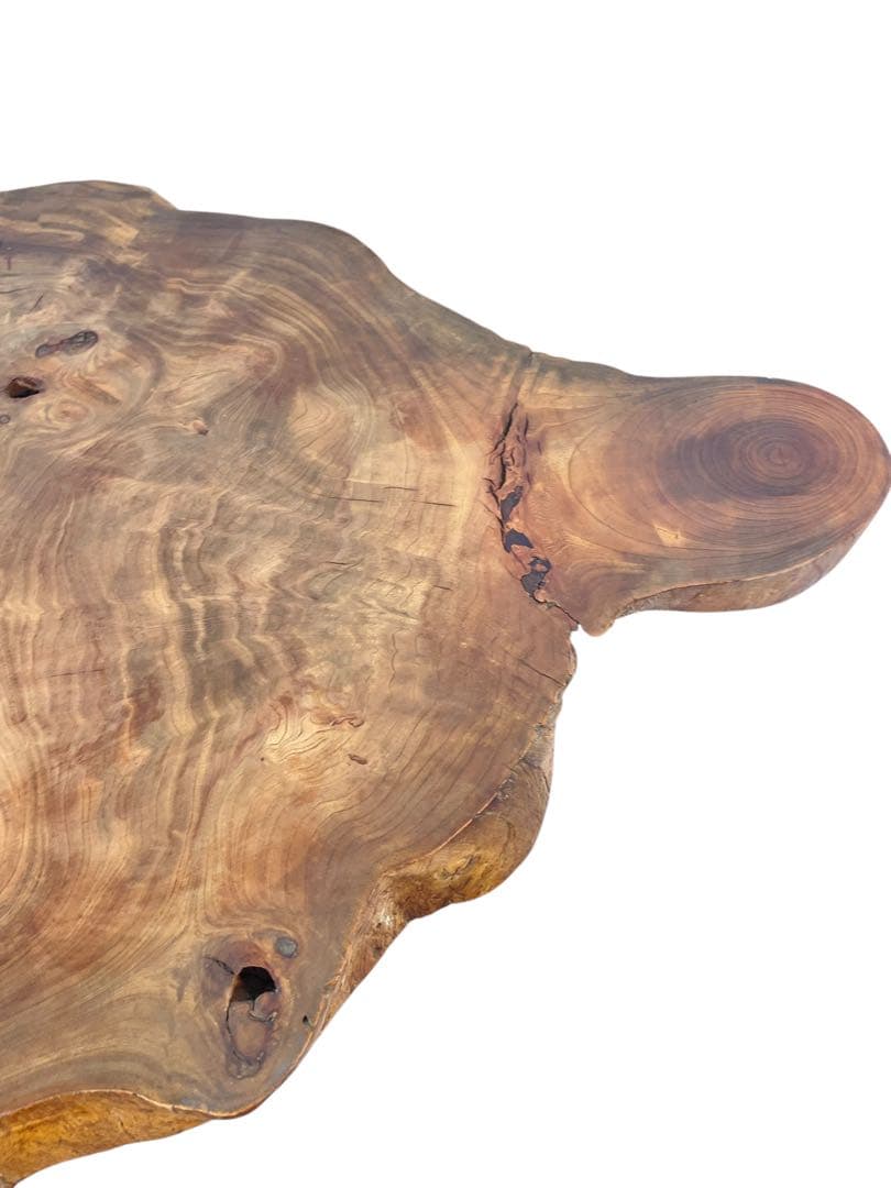 HR601【希少デザイン】一枚板　無垢材　ほぼ生木　コーヒーテーブル 花台