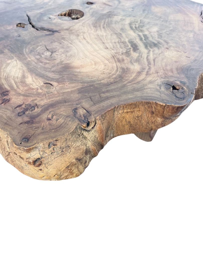 HR601【希少デザイン】一枚板　無垢材　ほぼ生木　コーヒーテーブル 花台