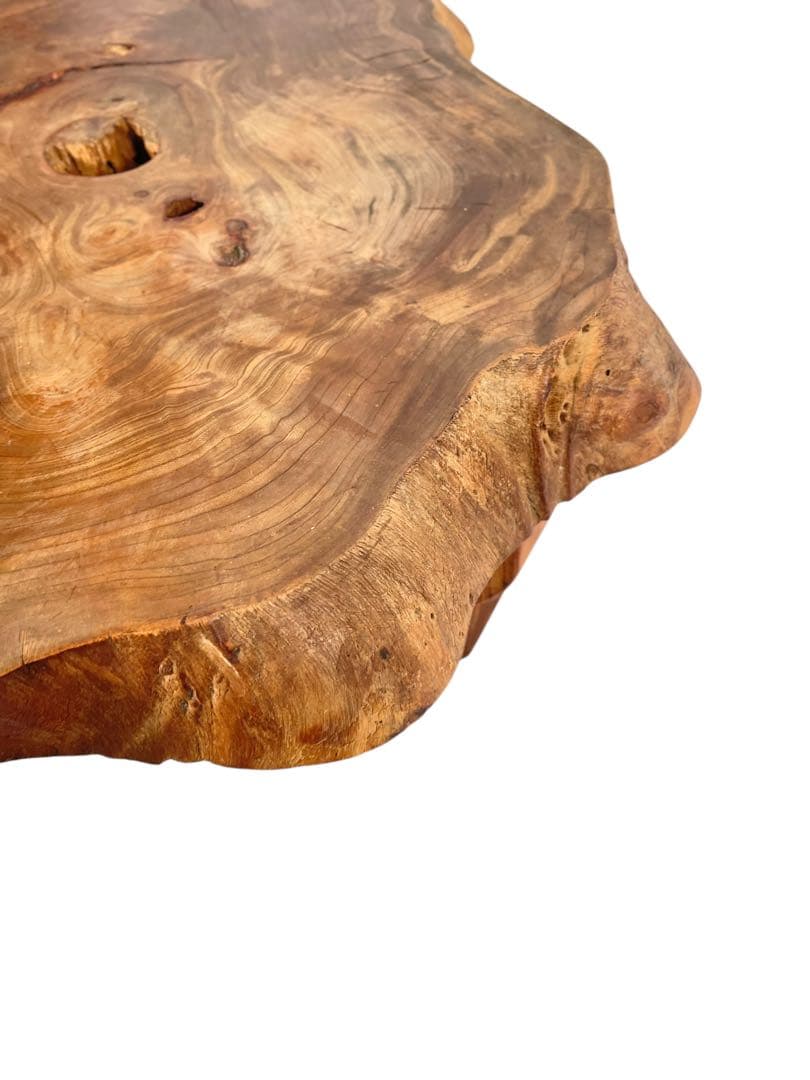 HR601【希少デザイン】一枚板　無垢材　ほぼ生木　コーヒーテーブル 花台