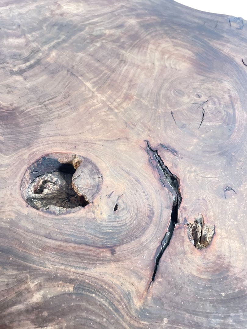 HR601【希少デザイン】一枚板　無垢材　ほぼ生木　コーヒーテーブル 花台