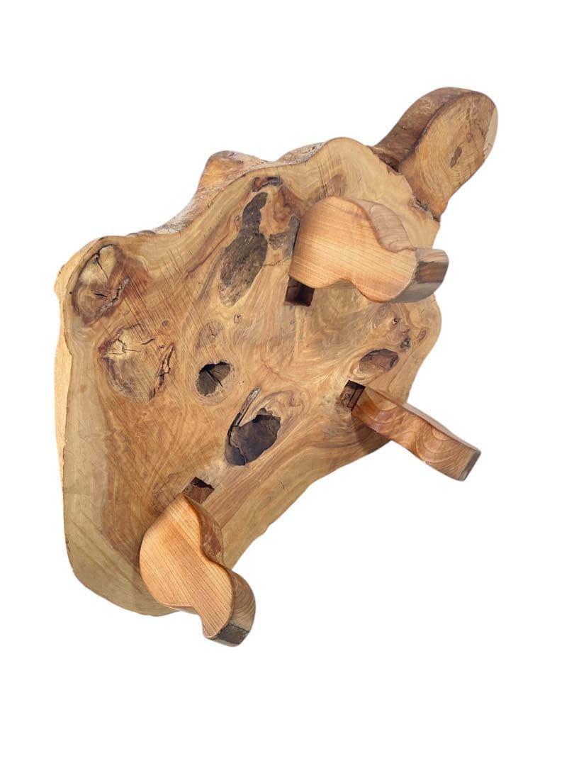 HR601【希少デザイン】一枚板　無垢材　ほぼ生木　コーヒーテーブル 花台