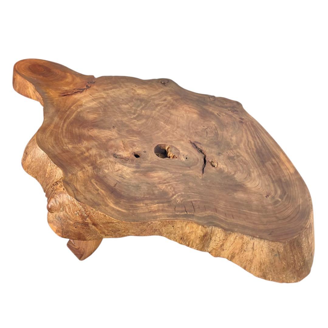 HR601【希少デザイン】一枚板　無垢材　ほぼ生木　コーヒーテーブル 花台