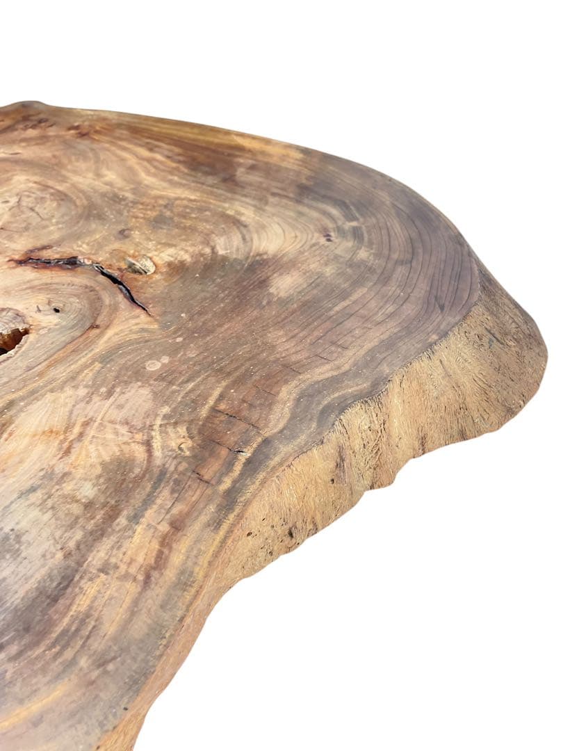 HR601【希少デザイン】一枚板　無垢材　ほぼ生木　コーヒーテーブル 花台