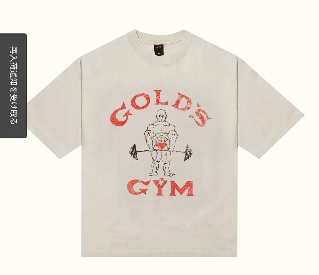 LÝFT × GOLD'S GYM LOGO BIG T-SHIRT Ivory