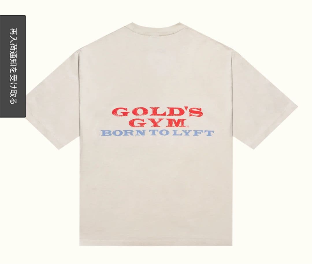 LÝFT × GOLD'S GYM LOGO BIG T-SHIRT Ivory