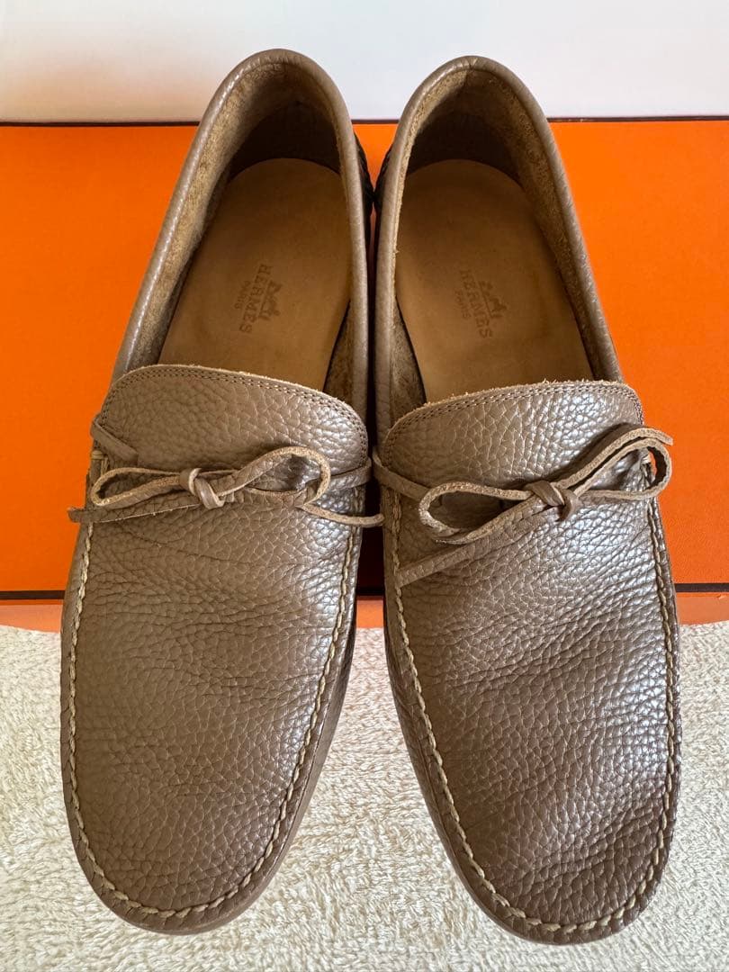 美品 エルメス HERMES シューズ ローファー モカシン カーフレザー 40