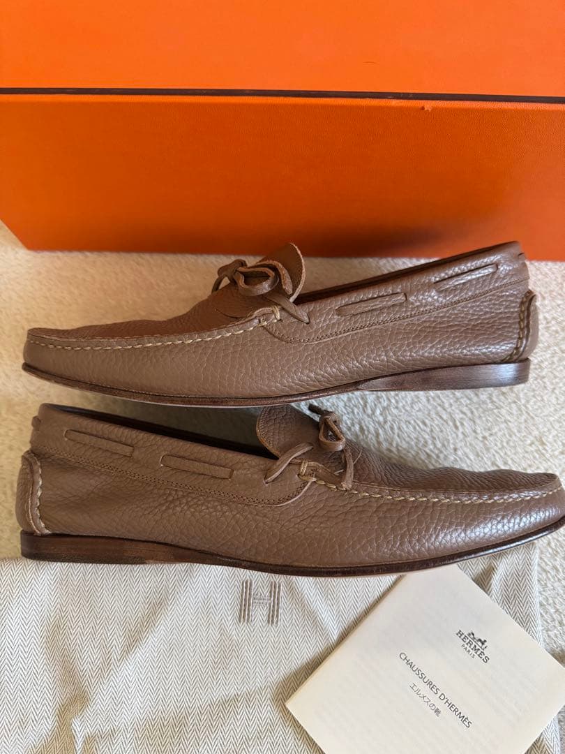 美品 エルメス HERMES シューズ ローファー モカシン カーフレザー 40
