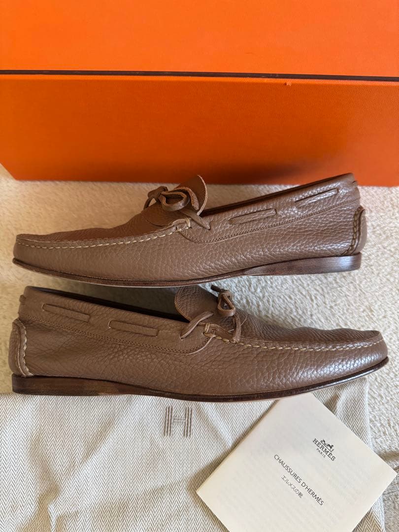 美品 エルメス HERMES シューズ ローファー モカシン カーフレザー 40
