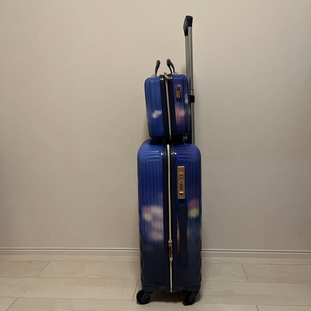 （美品）LUNALUX グラデーションブルー キャリーケース　ミニトランク付き