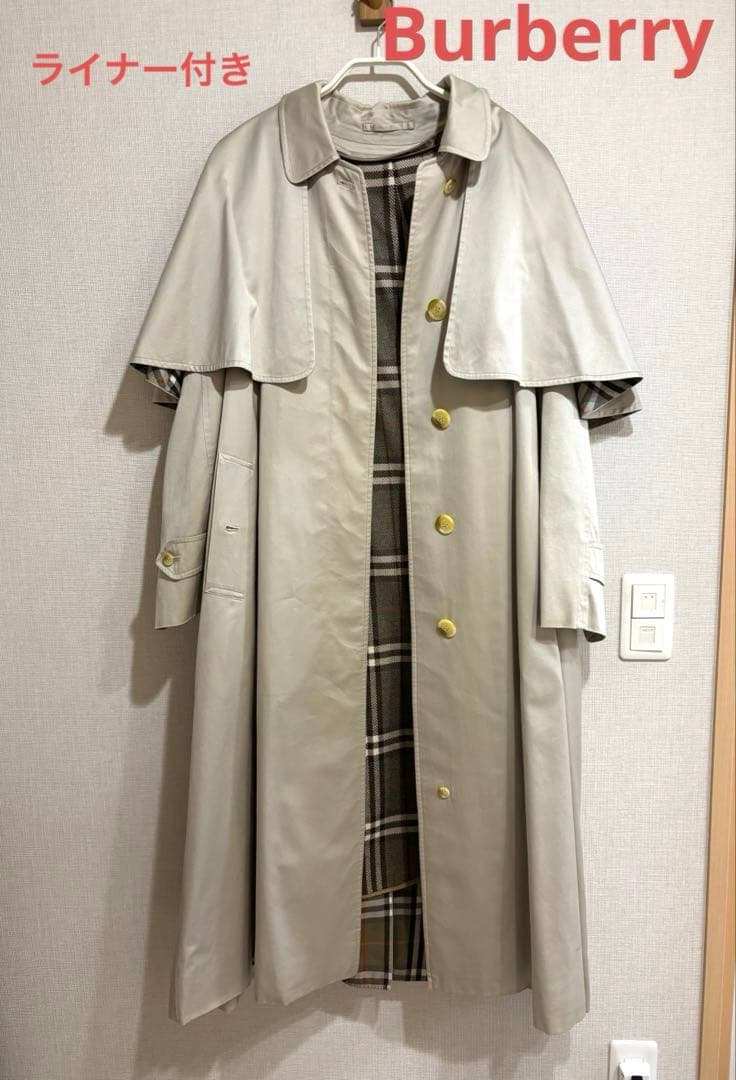 希少ヴィンテージ★Burberrys ケープ付き ステンカラーコート ライナー有