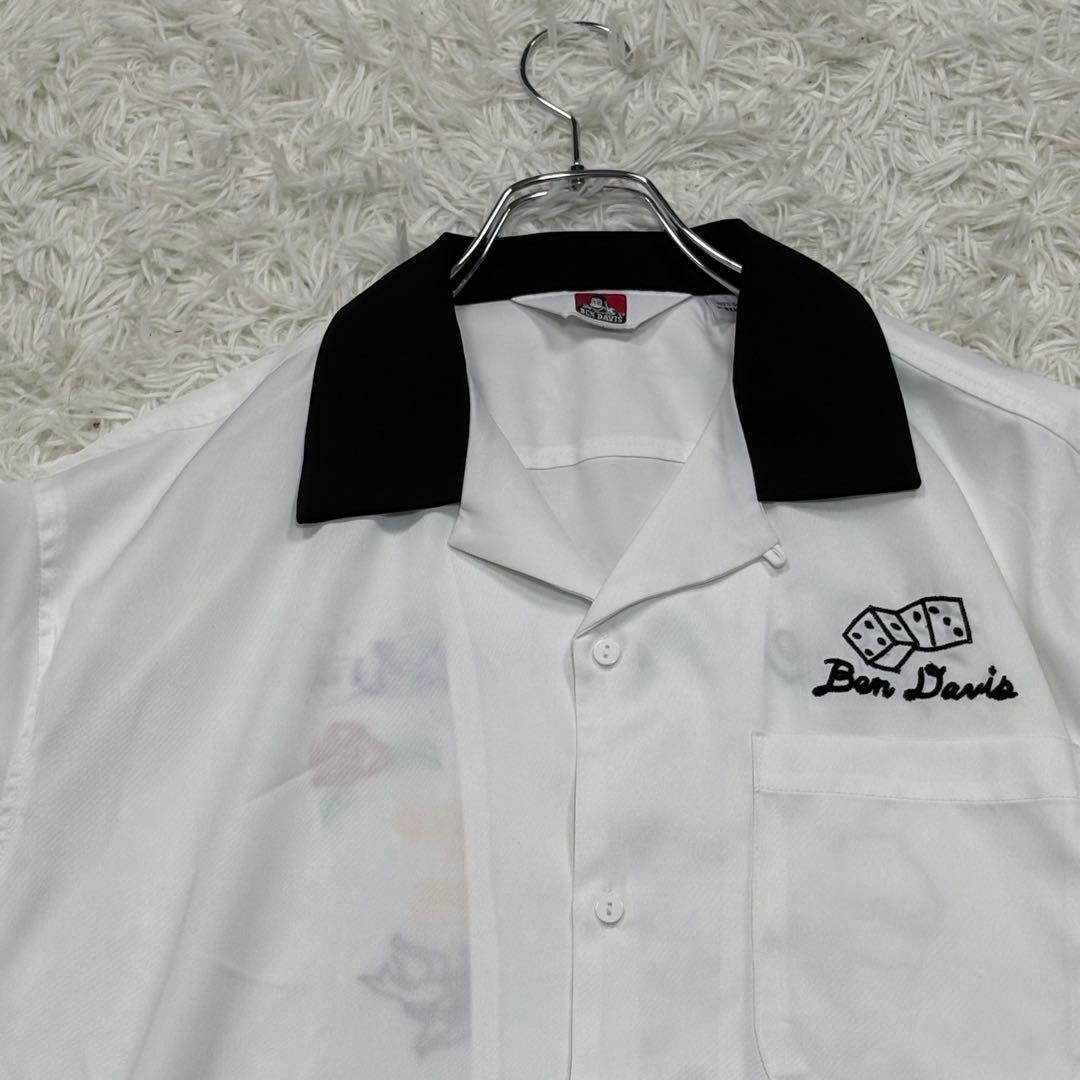 【ビッグサイズ】ベンデイビス ボーリングシャツ ホワイト&ブラック XLサイズ