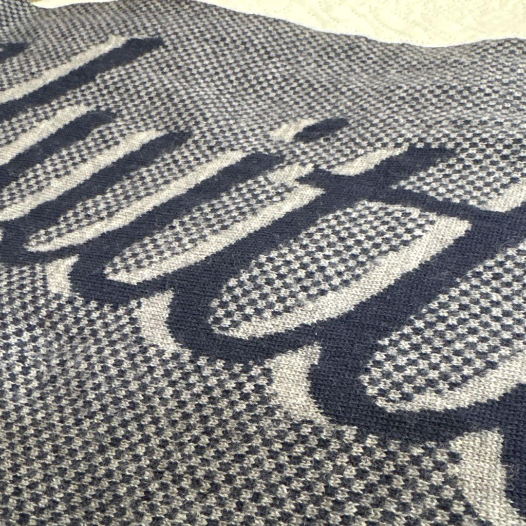 ルイヴィトン エシャルプ マフラー マイクロダミエ ウール 紺 ネイビー