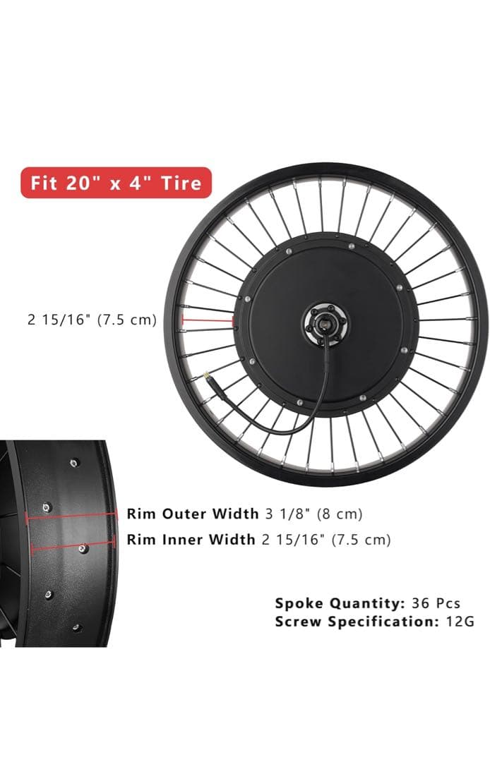 Ebike48v1000wフロントモーターキットコントローラーセット135mm用