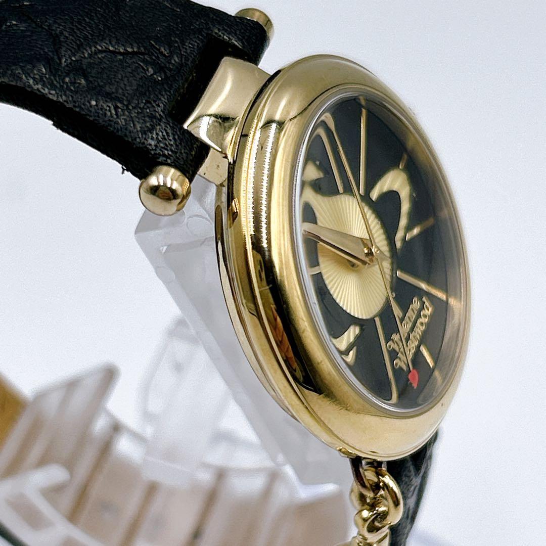 ☆状態良好☆【Vivienne Westwood】 腕時計 ORB レザー 黒金