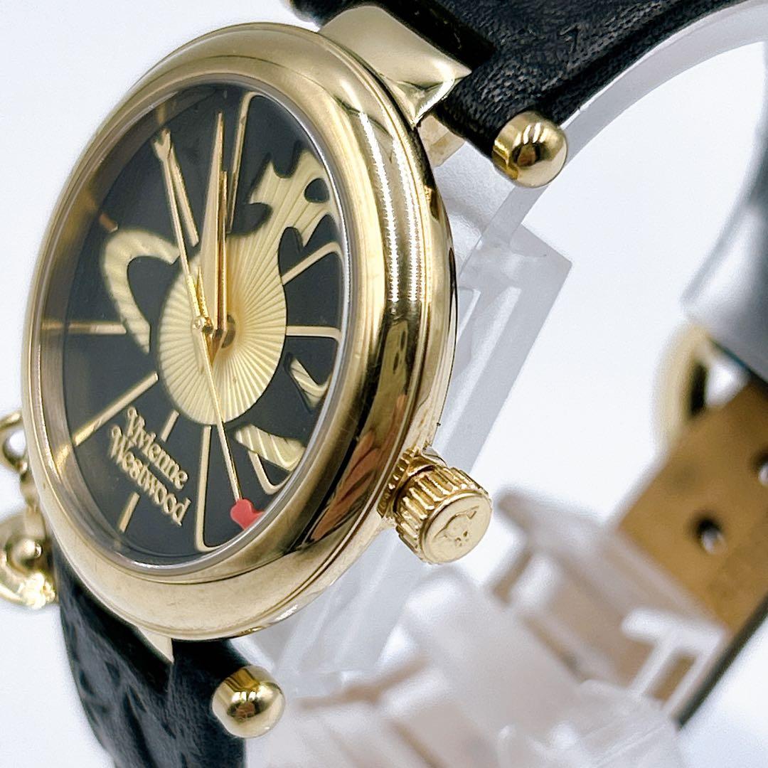 ☆状態良好☆【Vivienne Westwood】 腕時計 ORB レザー 黒金