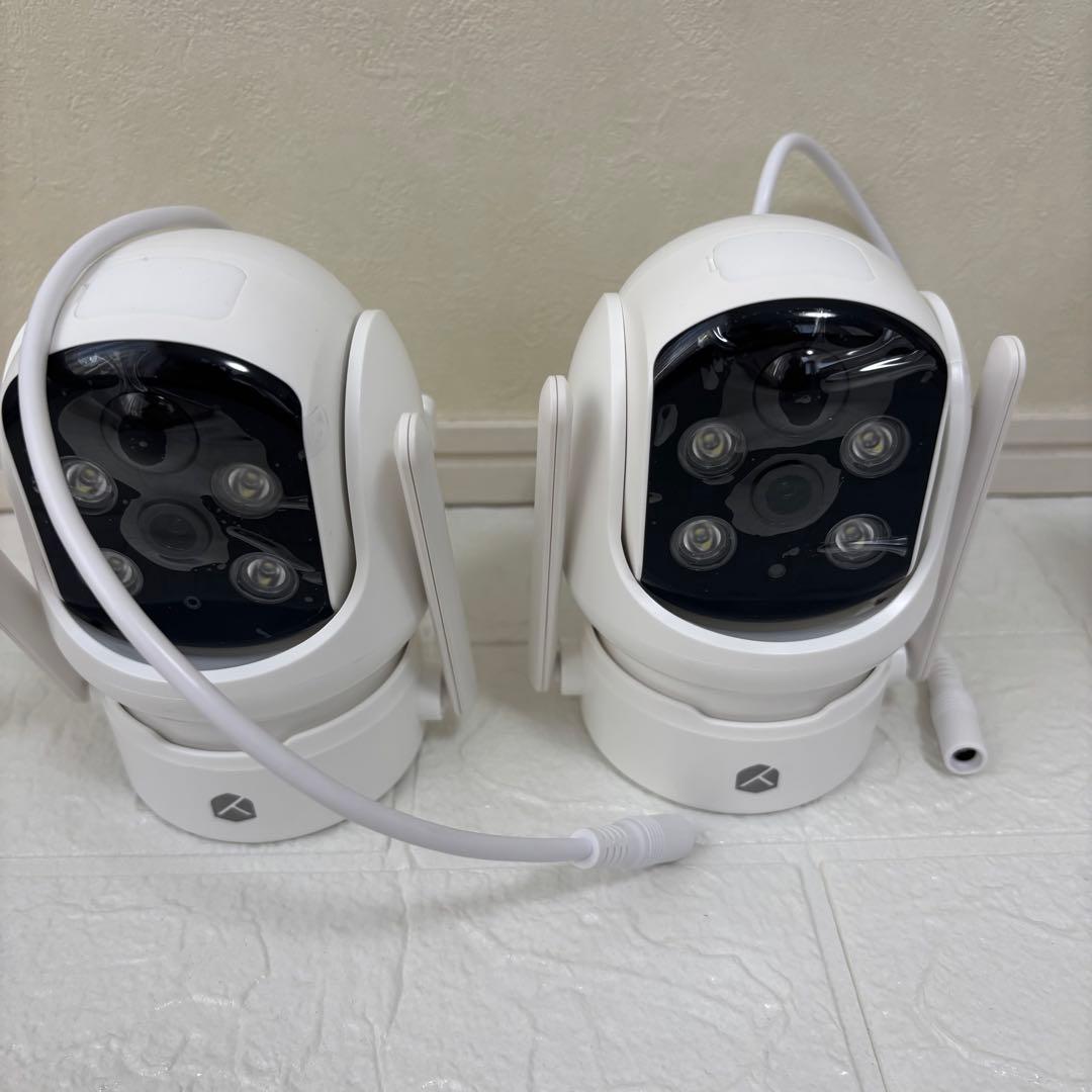 防犯カメラ 屋外 500万画素 2台セット 10インチモニター付き 360°回転