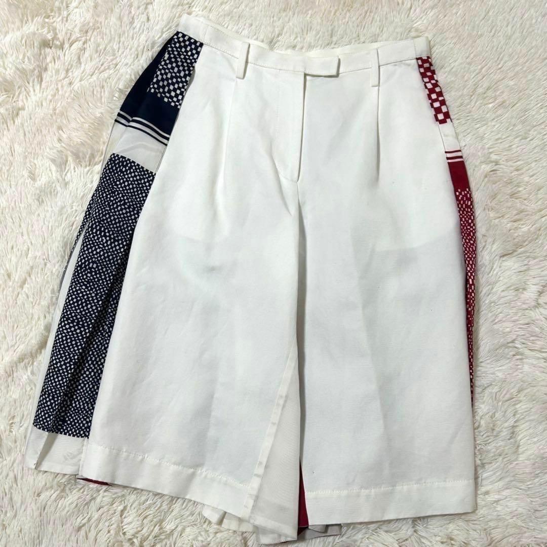 美品　サカイ　Sacai 白　チェック柄　プリーツ　キュロットスカート￼